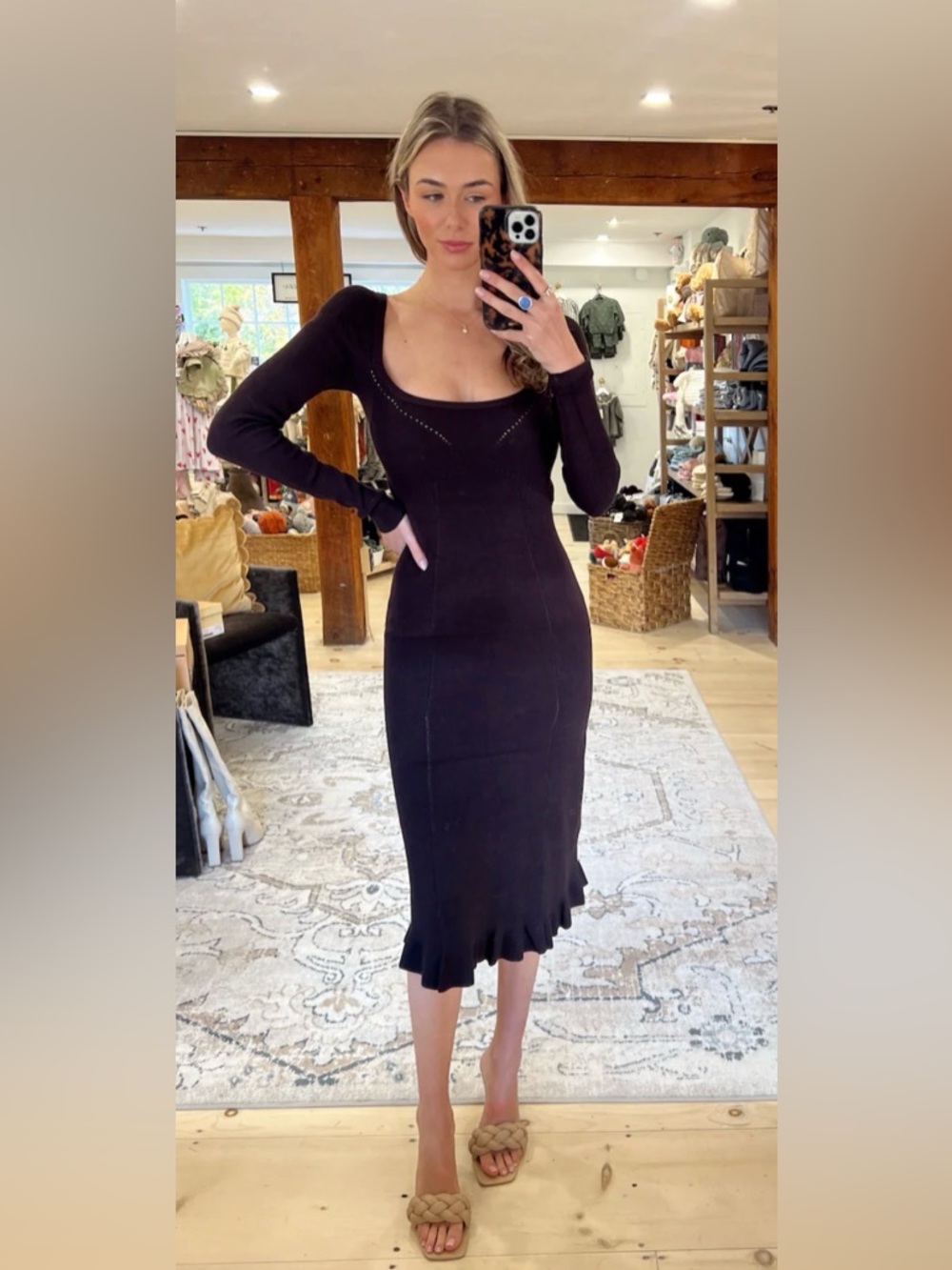 NWT 🔖Free People Allister Sweater Dress Brown Ribbed Knit Open Back Tie Dress XS